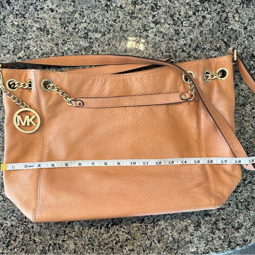 Michael Kors Jet Set Chain Gather Shoulder Bag Women Leather Purse - Picture 12 of 16